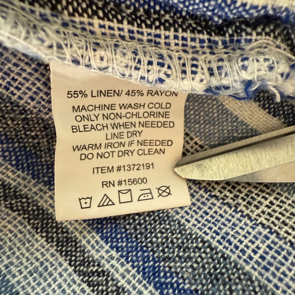 Briggs Linen Blend Shorts Striped Smocked Waist Casual Tassel XL - Picture 4 of 8